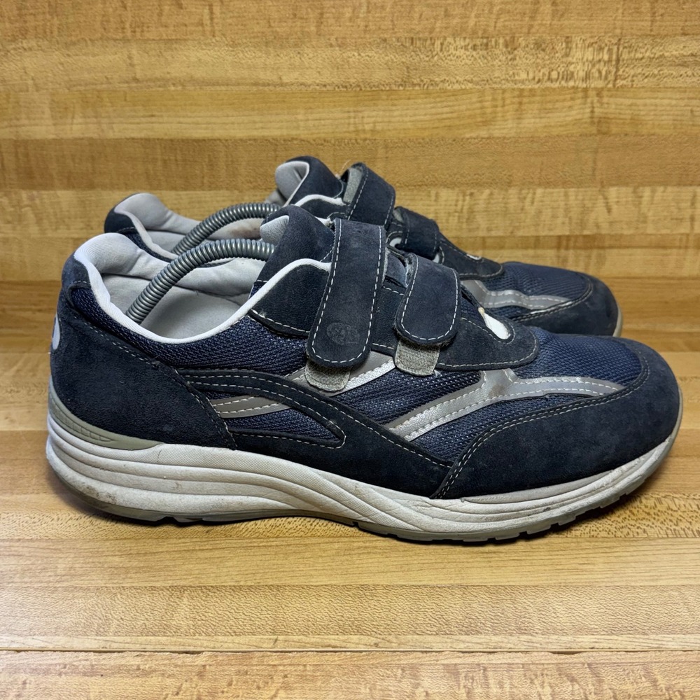 SAS Journey Mens Walking Shoes Navy Blue Suede Mesh Velcro Straps Size 12.5 M